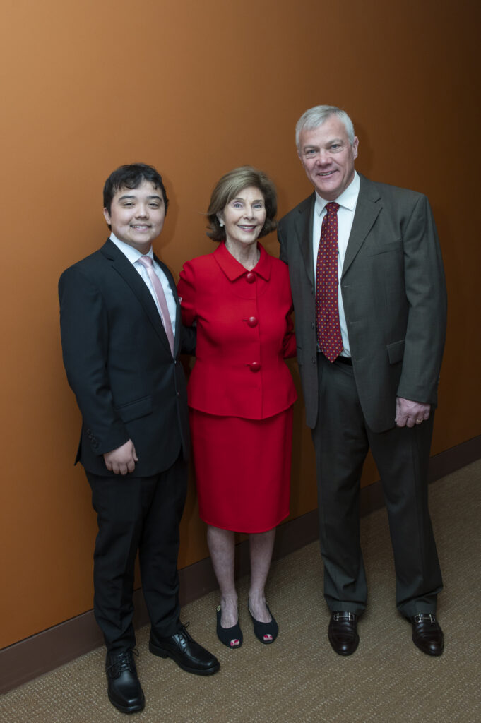 2025 Spirit of Tom Landry Award recipient Jude Cobler, 2025 ICON Award recipient Mrs. Laura Bush and Keith Cobler (Photo by Tamytha Cameron)