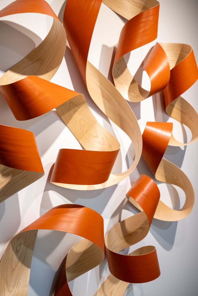 A painted ash wood sculpture by Jeremey Holmes. (Photo by Bruno, Snap the Picture)