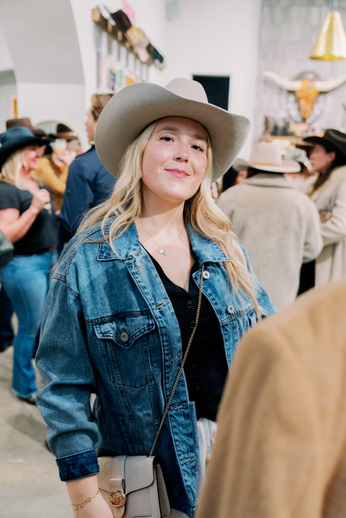 Blair Lamont wearing a stylish cowboy hat at the Kemo Sabe pop-up in Rice Village. (Photo by Nan Studios)