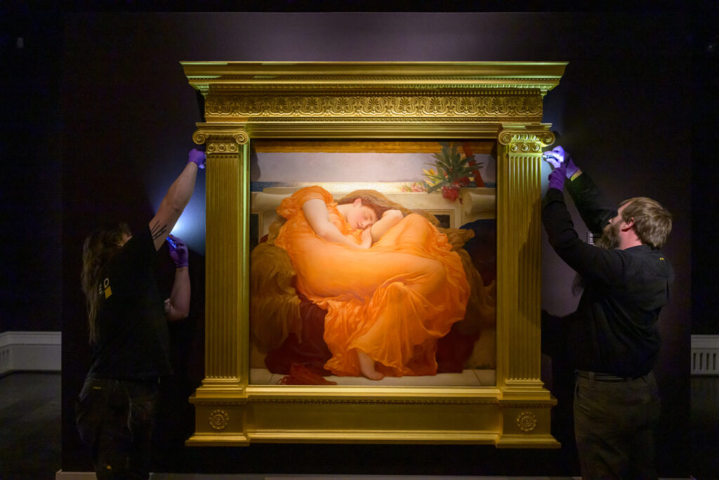 Installation of "Flaming June" at Meadows Museum (Photo courtesy of Meadows Museum)