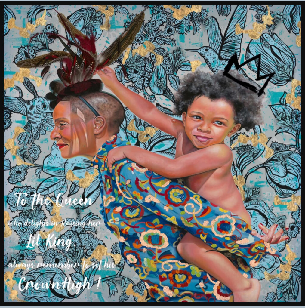 Sanah Brown-Bowers' "Raising Kings," 2024, at Gensler Houston headquarters. (Courtesy the Guess Lawson Collection)