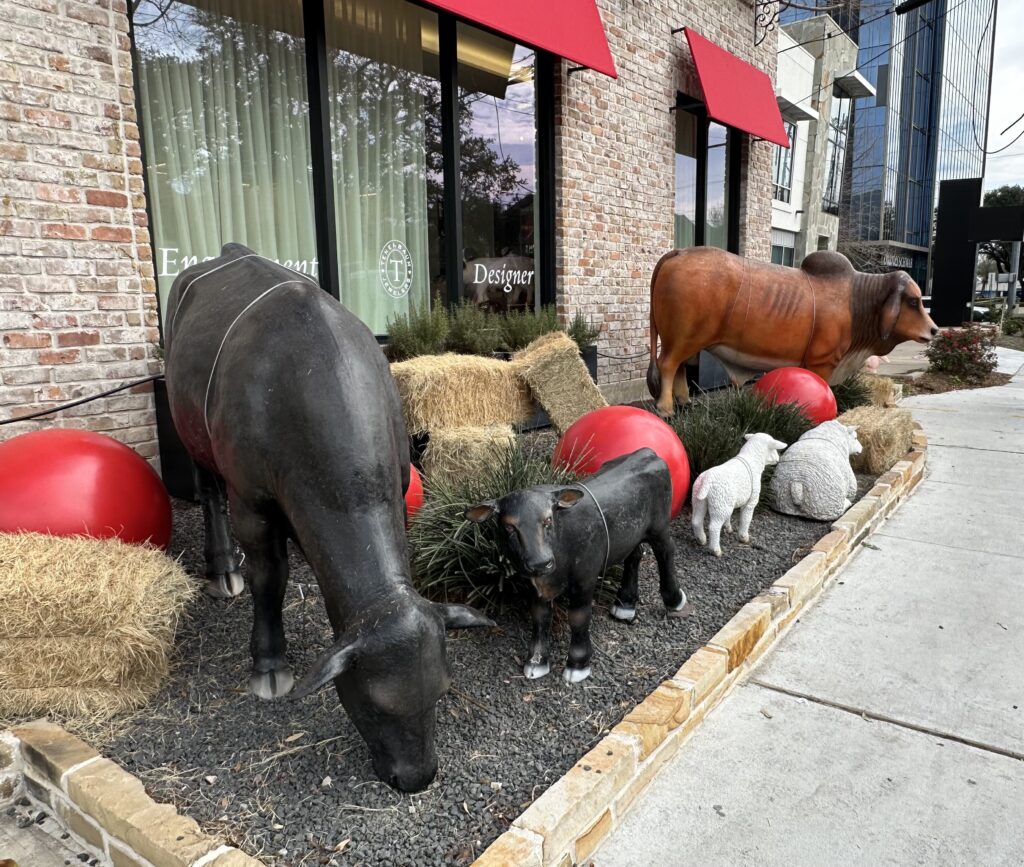 Part of the menagerie on display at Tenenbaum Jewelers in salute to the Houston Livestock Show & Rodeo.