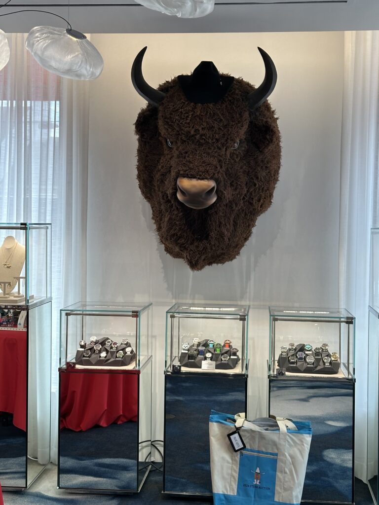 Rodeo inspired decor at Tenenbaum Jewelers, the trophies are not real