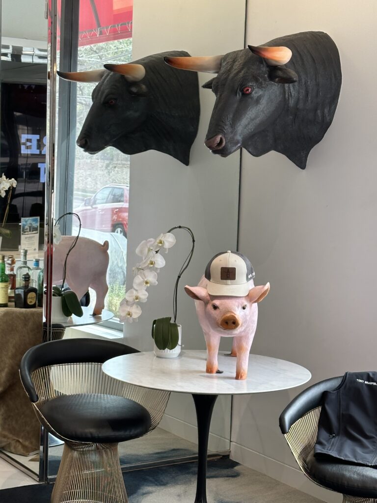 Rodeo inspired decor at Tenenbaum Jewelers,the trophies are not real