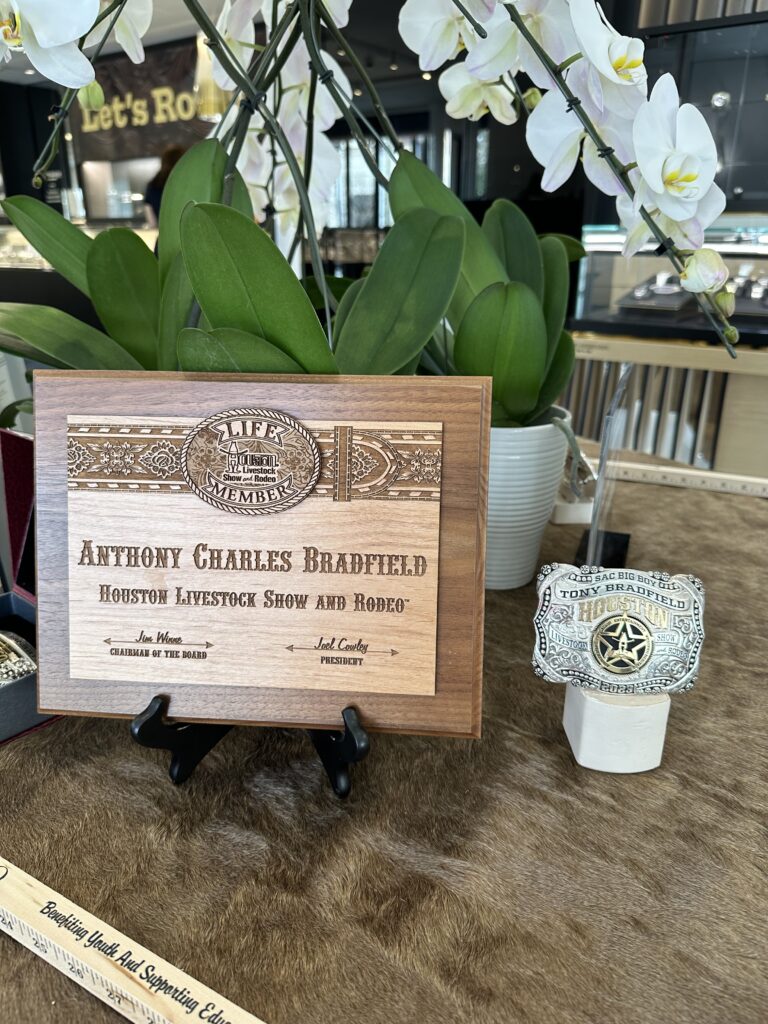 This among numerous awards Tony Bradfield and his Rodeo Auction Angels have received for their support.