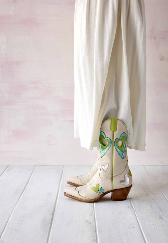 This new boot blends classic design with a fresh, whimsical edge.