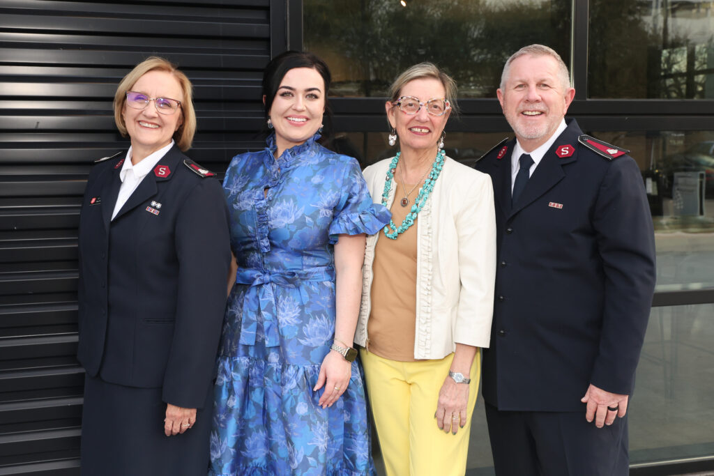 Lt. Colonel Ann Penhale, Raven Robson, Stick Delaup, Lt. Colonel Art Penhale at the Salvation Army Auxiliary 'Reflections on Style' launch event (Photo by Priscilla Dickson)