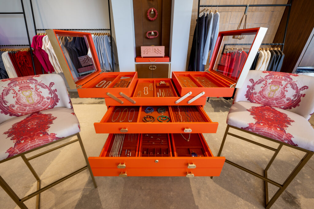 Featuring their signature jewelry cart that "invites visitors into its 'let's play jewelry' world," the shop-in-shop offers a robust edit of both jewelry and objects. (Photo by Bruno, Snap The Picture)