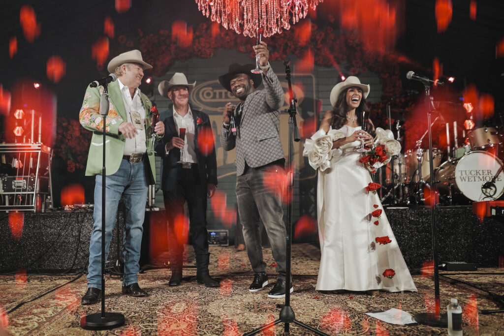 Pete Bell, Duke Austin, Curtis "50 Cent" Jackson, Zinat Ahmed at the Cotton Q Club (Photo by Anzola Productions)