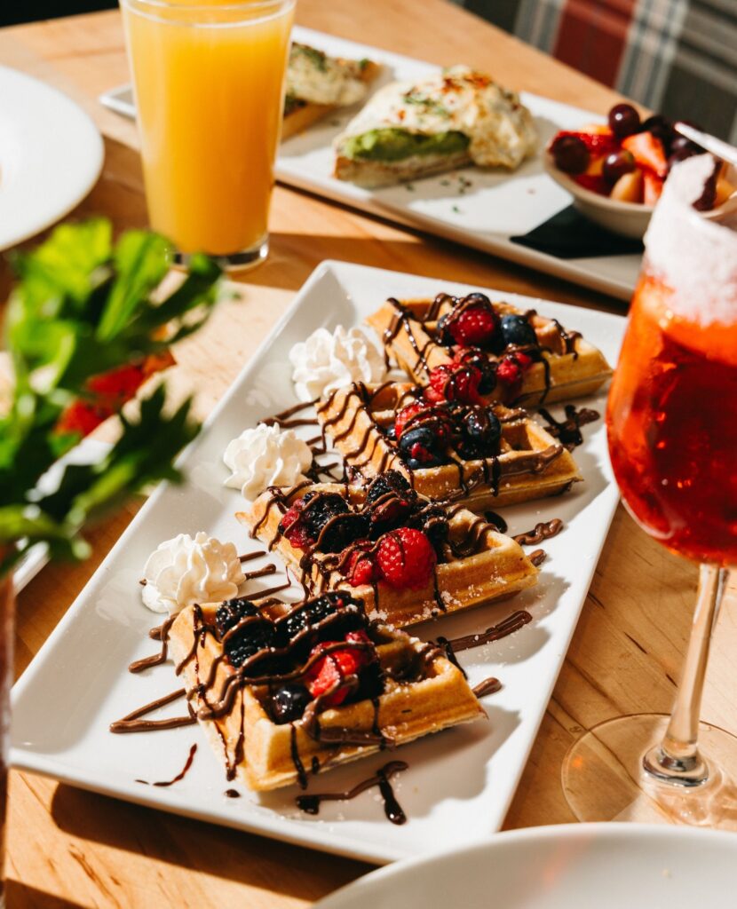 A patio and mimosa towers are great for groups at Social House. (Courtesy)