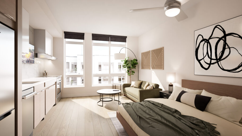 The modern living rooms at One Rangers Way offer open-concept layouts, floor-to-ceiling windows, and stylish finishes for a refined yet comfortable atmosphere. (Courtesy)