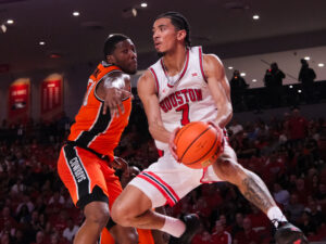 The Houston Cougars mens basketball team defeated the Oklahoma State Cowboys in a Big XII contest at the Fertitta Center,