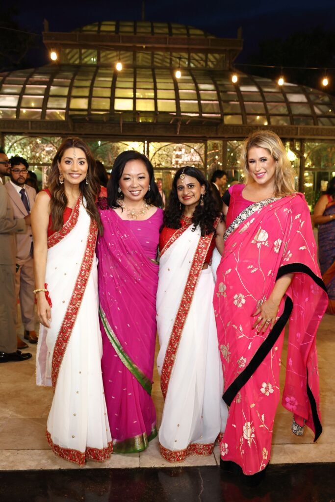 Rita Garcia, Miya Shay, Pooja Lodhia, Mycah Hatfield at the wedding of Ruchi Mukherjee and Walter Sassard.  (Photo by Quy Tran)