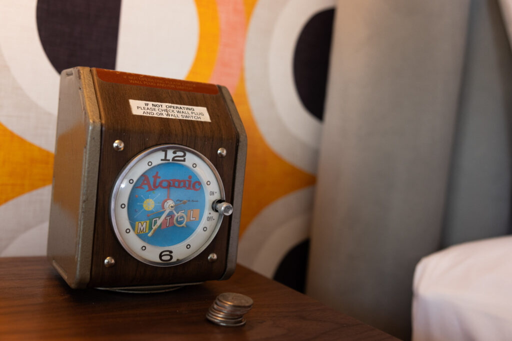 Interstate Inn features two "nostalgia" rooms including one with an original Magic Fingers bed from 1958, where you deposit a quarter into a machine on the nightstand. (Photo by Sara Forrest)