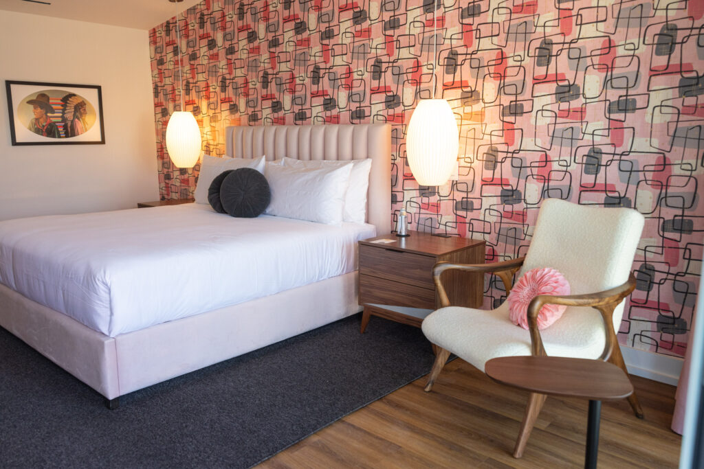 Each room at Interstate Inn has its own unique wallpaper. (Photo by Sara Forrest)