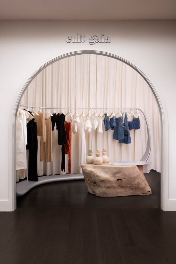 T__M, the LA-London studio that Tanil Raif and Mario Serrano founded, designed the pop-up's space, which "captures the brand's signature harmony of nature, art, and femininity."(Photo by Aaron Dougherty)