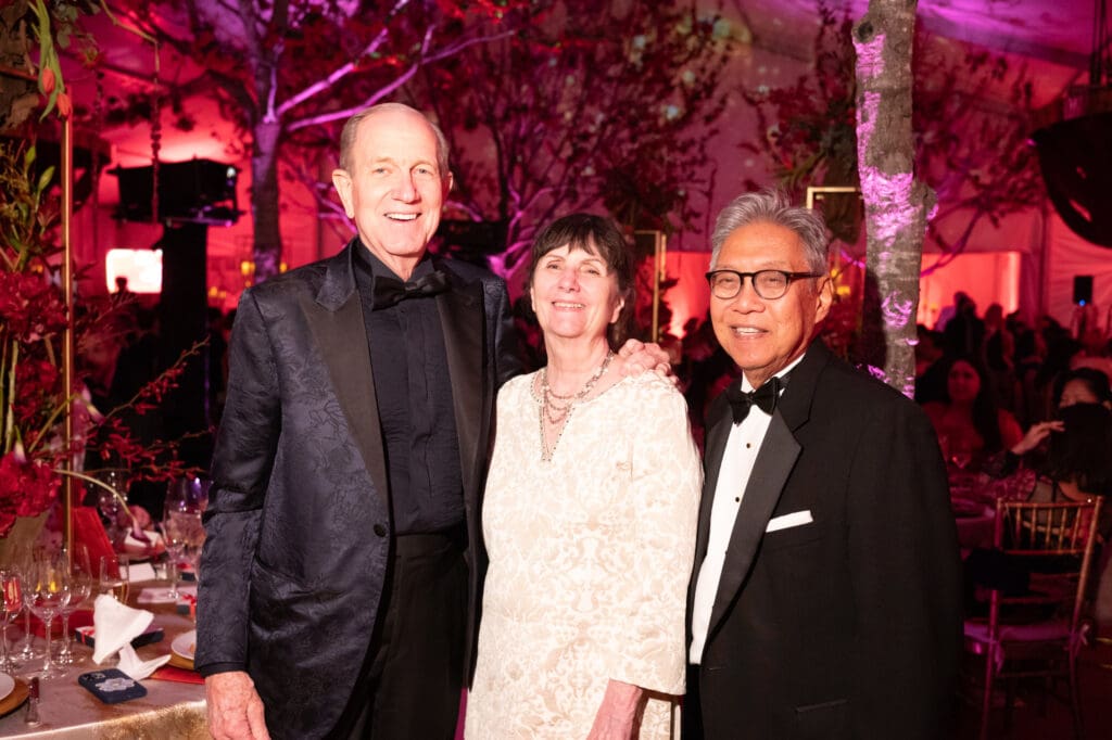 Brad & Leslie Bucher, Gordon Quan at the Asia Society Texas' Tiger Ball  (Photo by Daniel Ortiz)