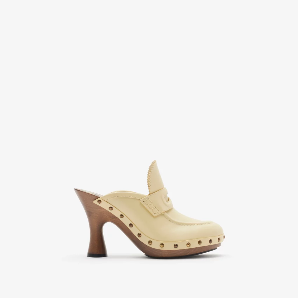 Burberry Leather Potter Clogs, $990.  (Photo by Enmi Yang)