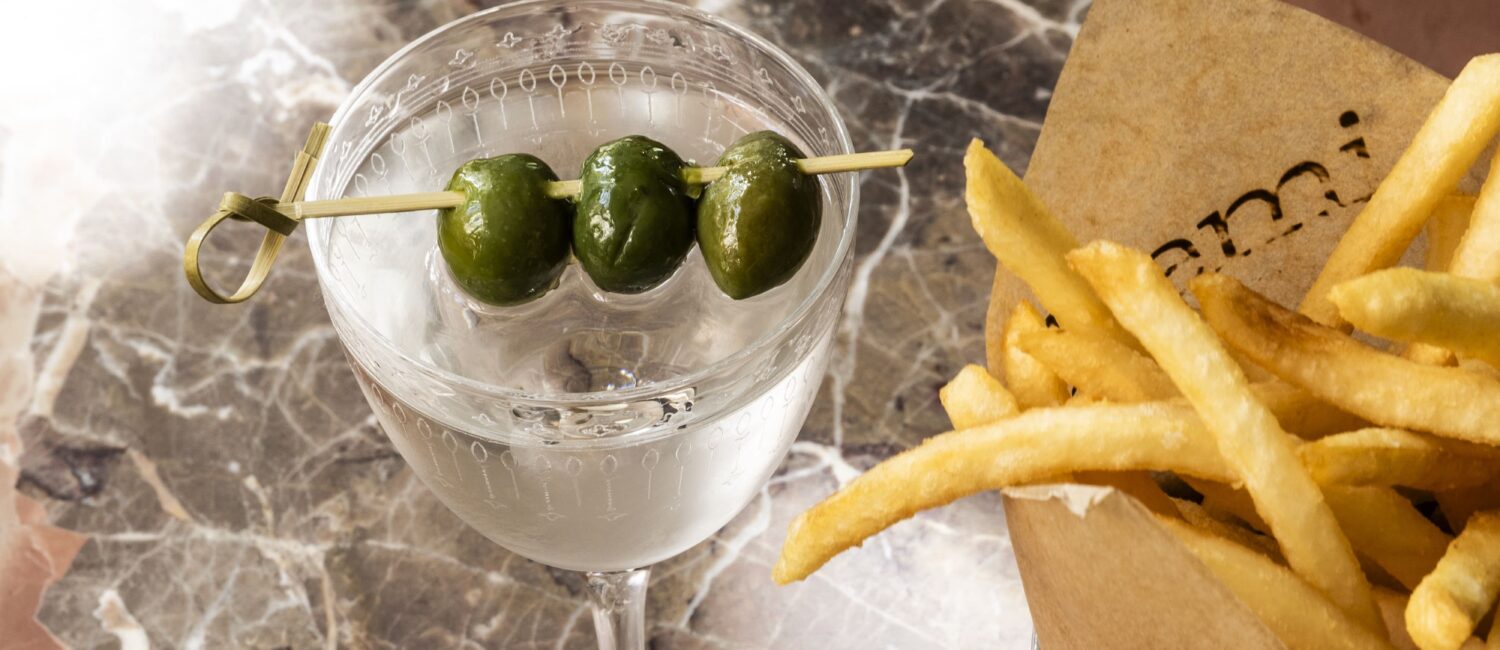 Bar Remi Potato Gaufrette with caviar + Freezer Martini