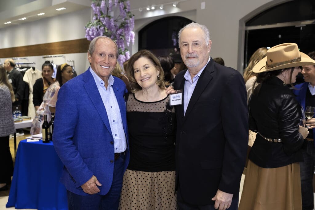 Bill Windham, Teri & Jim Andrepont at the Elizabeth Anthony kick-off for the Make-A-Wish gala (Photo by Quy Tran)