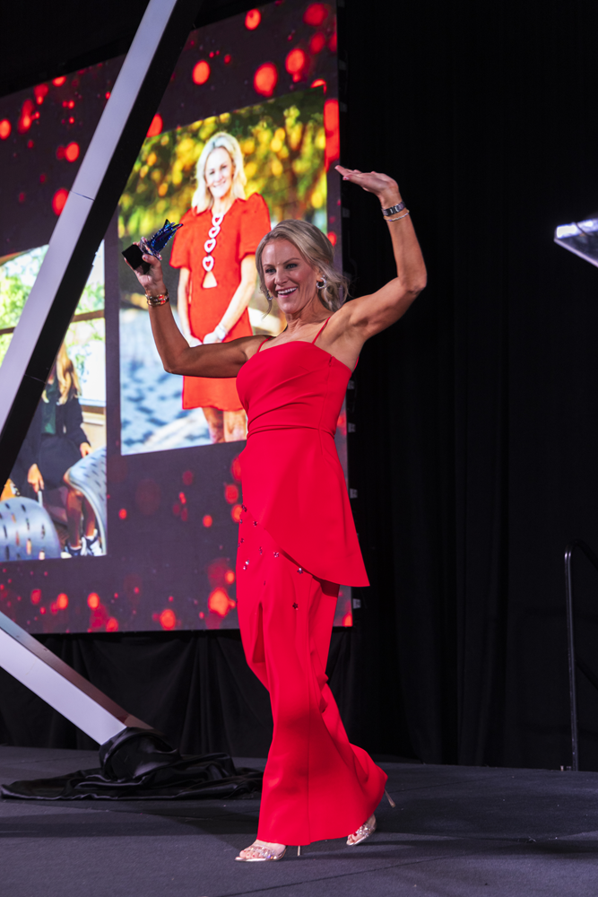 Gala co-chair Carrie Greenberg shared a personal experience with cardiac care at the Heart Ball at The Woodlands Waterway Marriott. (Photo by 209 Photobooth Company)
