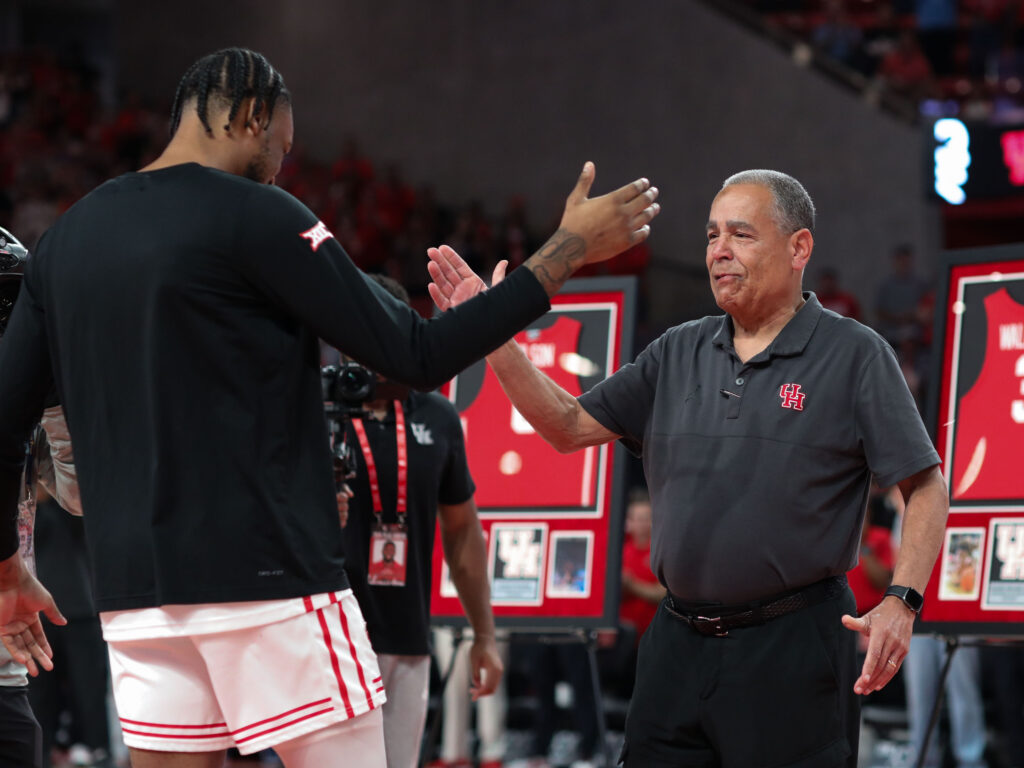 J'Wan Roberts and University of Houston coach Kelvin Sampson's bond is next level. And forever. (Photo by F. Carter Smith)