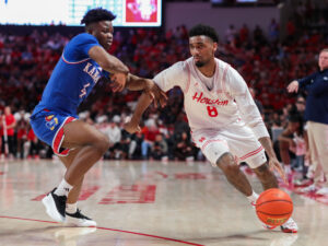 The Houston Cougars mens basketball team defeated the Kansas Jayhawks on Senior Night at the Fertitta Center,