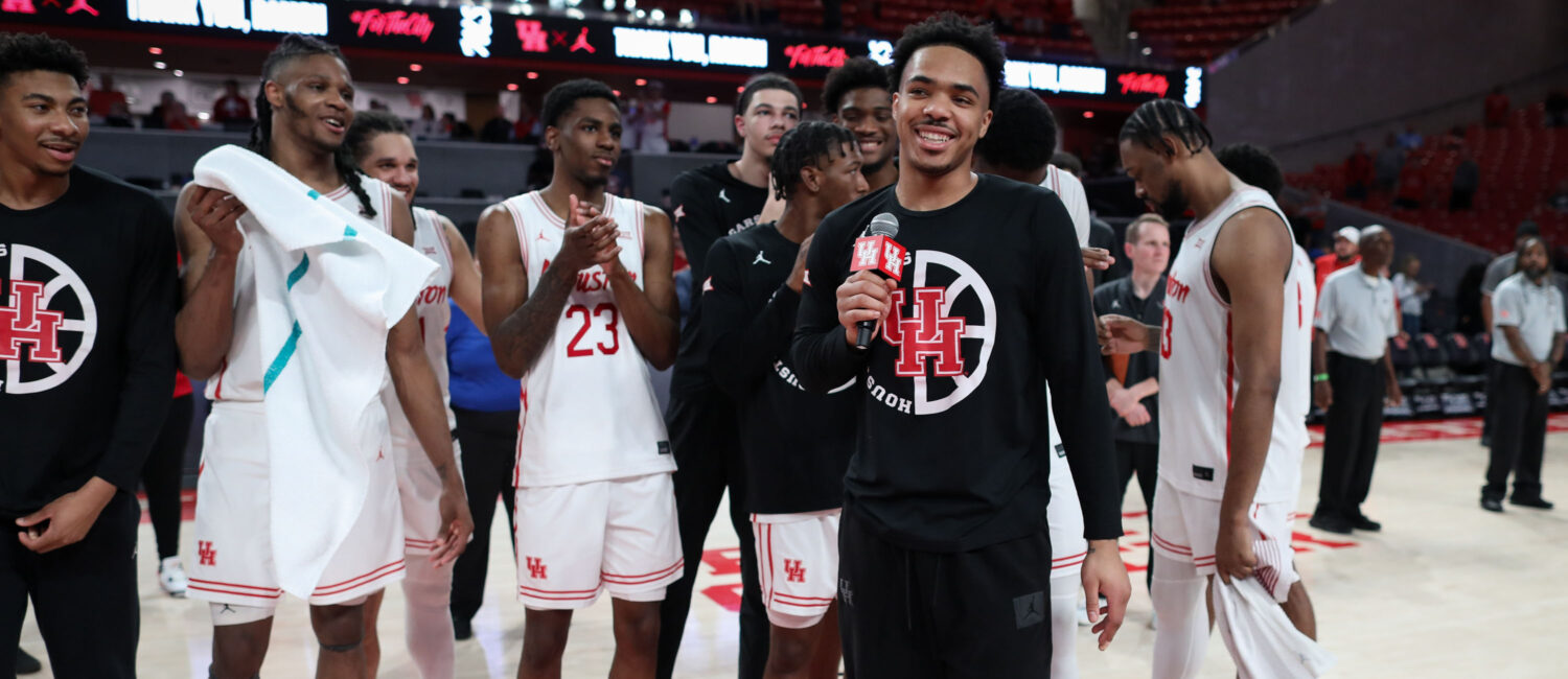 The Houston Cougars mens basketball team defeated the Kansas Jayhawks on Senior Night at the Fertitta Center,