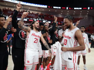 The Houston Cougars mens basketball team defeated the Kansas Jayhawks on Senior Night at the Fertitta Center,