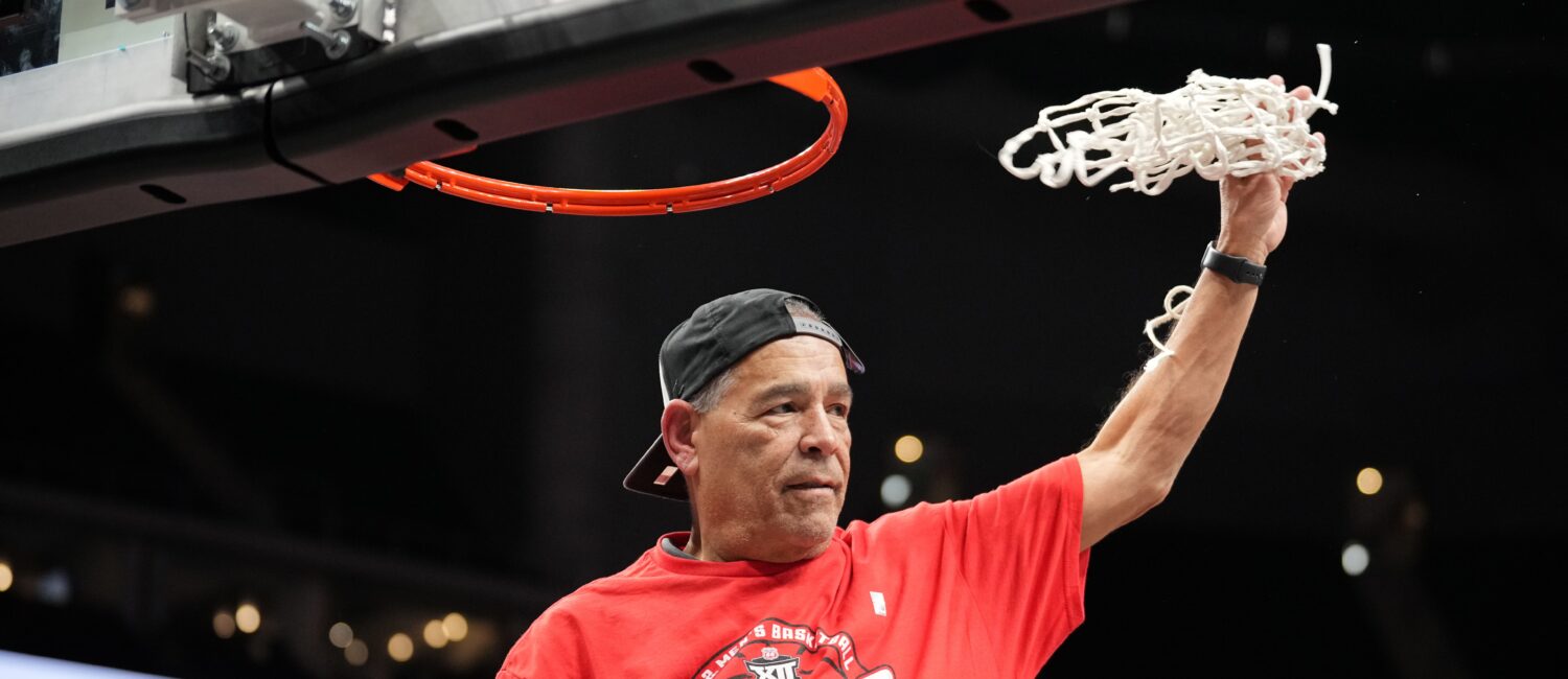 Kelvin Sampson is the king of net cutting for the University of Houston. (Photo by Denny Medley/Big 12 Conference)
