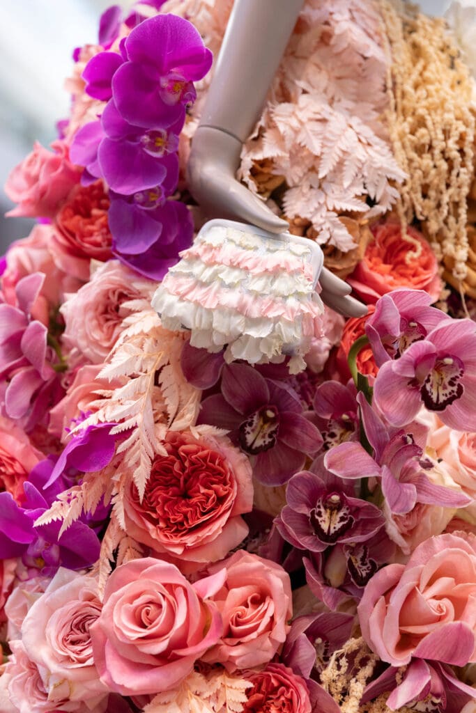 A tiny floral purse detail by Branching Out Events for Dallas Museum of Art  (Photo by NorthPark Center)