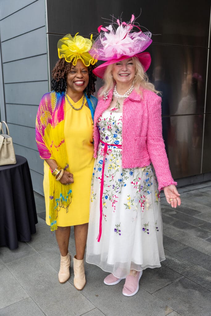 Dina McMearn, Sharon-Marie Hogge at the 'Hats in the Park' luncheon benefiting Hermann Park Conservancy