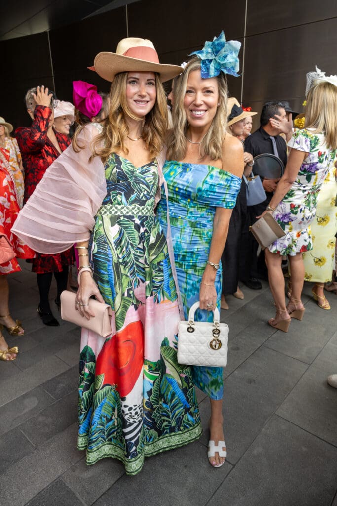 Emily Holden, Holly Alvis at the 'Hats in the Park' luncheon benefiting Hermann Park Conservancy. (Photo by Jenny Antill)