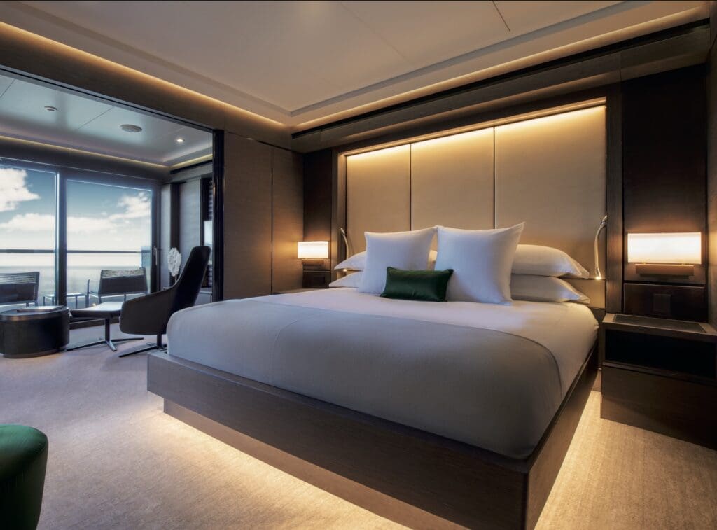 The Grand Suite aboard the Evrima features 587 square feet of luxe living. (Courtesy photo)