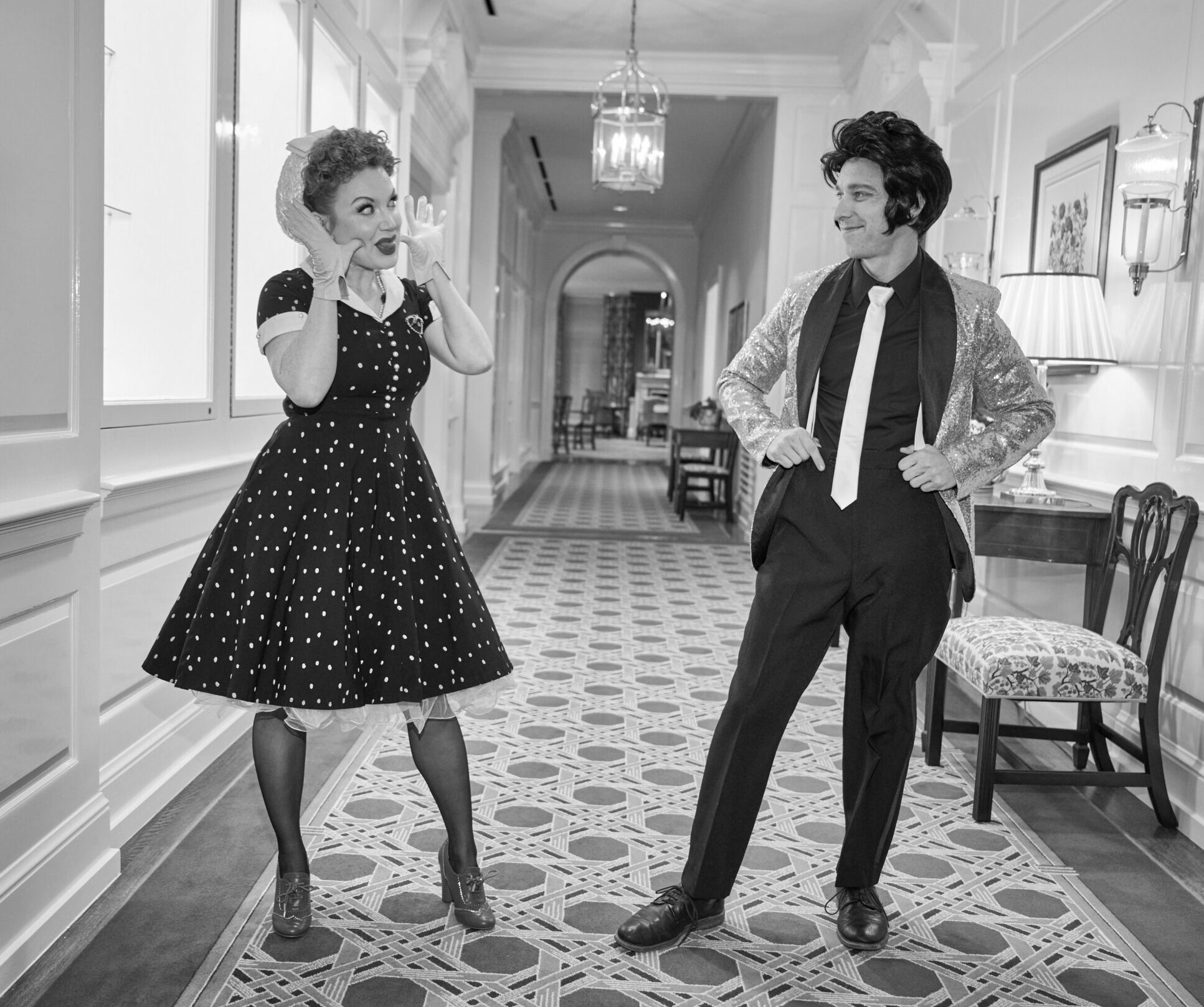 Lucille Ball and Elvis Presley “look-alikes” take attendees back to the 1950s at The Heritage Society's 70th Platinum Jubilee Anniversary. (Photo by PWL Studio, Fulton Davenport)