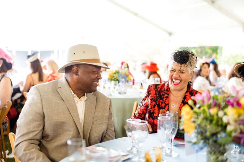 Houston Parks & Recreation Department director Kenneth Allen, City Council member Carolyn Evans Shabbaz at the 'Hats in the Park' luncheon benefiting Hermann Park Conservancy.  (Photo by Hung L. Truong)
