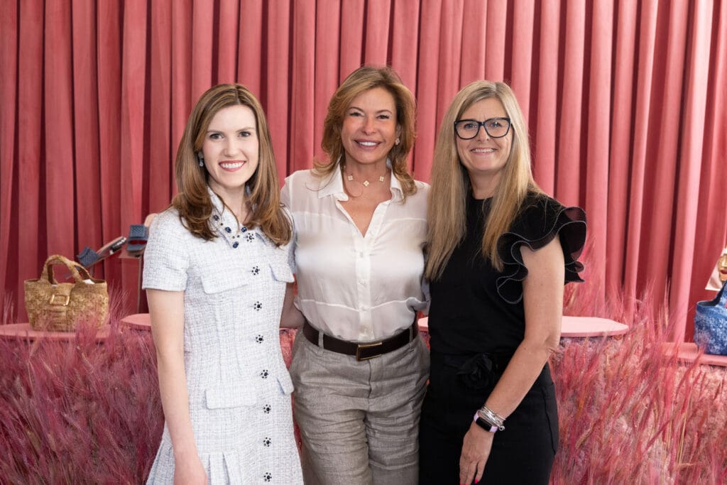Heather Almond, Rosangela Capobianco, Kathy Leigh at the Neiman Marcus Le Métier Vivier luncheon at La Colombe d'Or. (Photo by Wilson Parish)