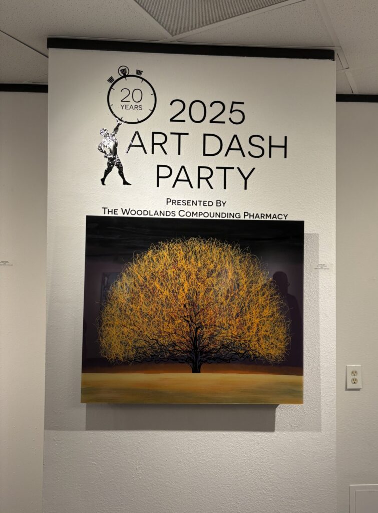 The Art Dash exhibit "Twenty Years of Dashing" is on view through May 8 at The Woodlands Arts Council offices. (Photo by Laura Landsbaum)