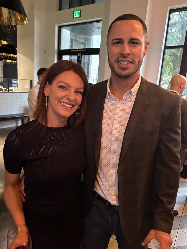 Jared Crane, winemaker Jesse Katz at the Aperture Cellars Wine Dinner hosted by the Jim Crane family. (Photo by Shelby Hodge)