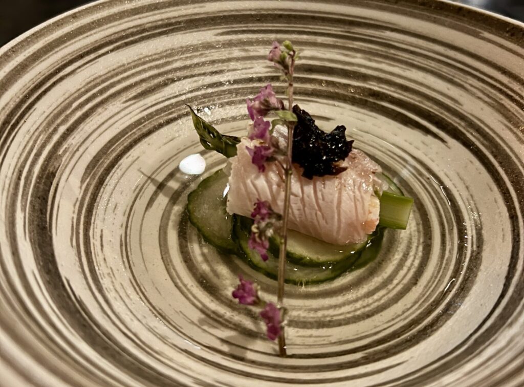 The Kampachi Sunomono is another favorite with yuzu rose water. (Photo by Megan Ziots)