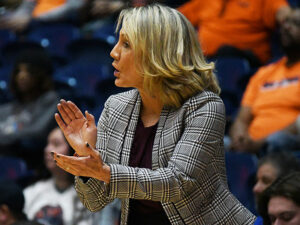 Current UTSA and former Texas coach Karen Aston is a finalist for the University of Houston women’s basketball head coaching job.