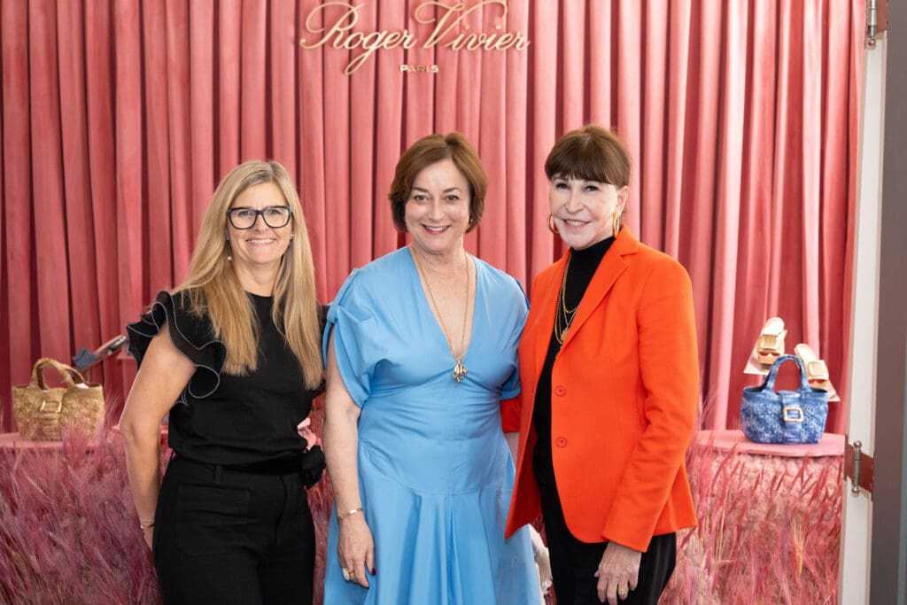 Kathy Leigh, Leigh Smith, Shelby Hodge at the Neiman Marcus Le Métier Vivier luncheon at La Colombe d'Or. (Photo by Wilson Parish)