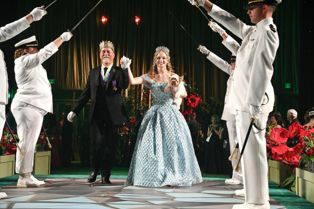Knights of Momus King Scott Kusnerik and Queen Abigail Doherty at the San Luis Salute (Photo by Dave Rossman)