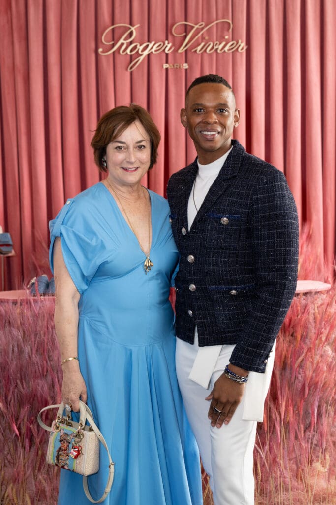 Leigh Smith, Christopher Mitchell at the Neiman Marcus Roger Vivier luncheon at La Colombe d'Or. (Photo by Wilson Parish)