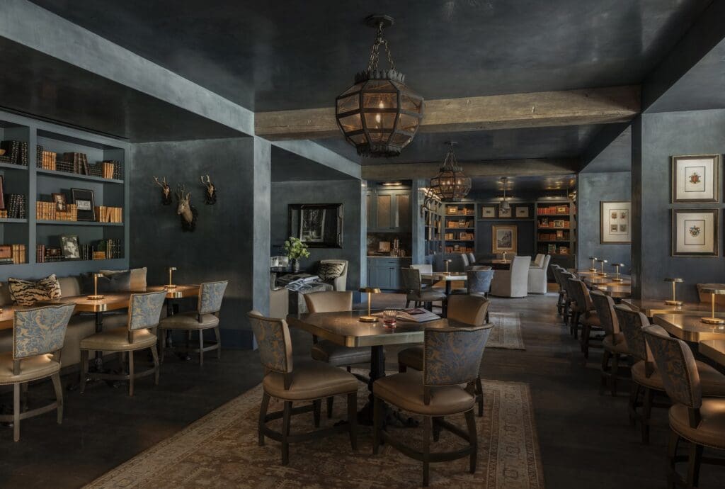 The Hotel Granduca library where the full Remi restaurant menu is available (Photo by Julie Soefer)