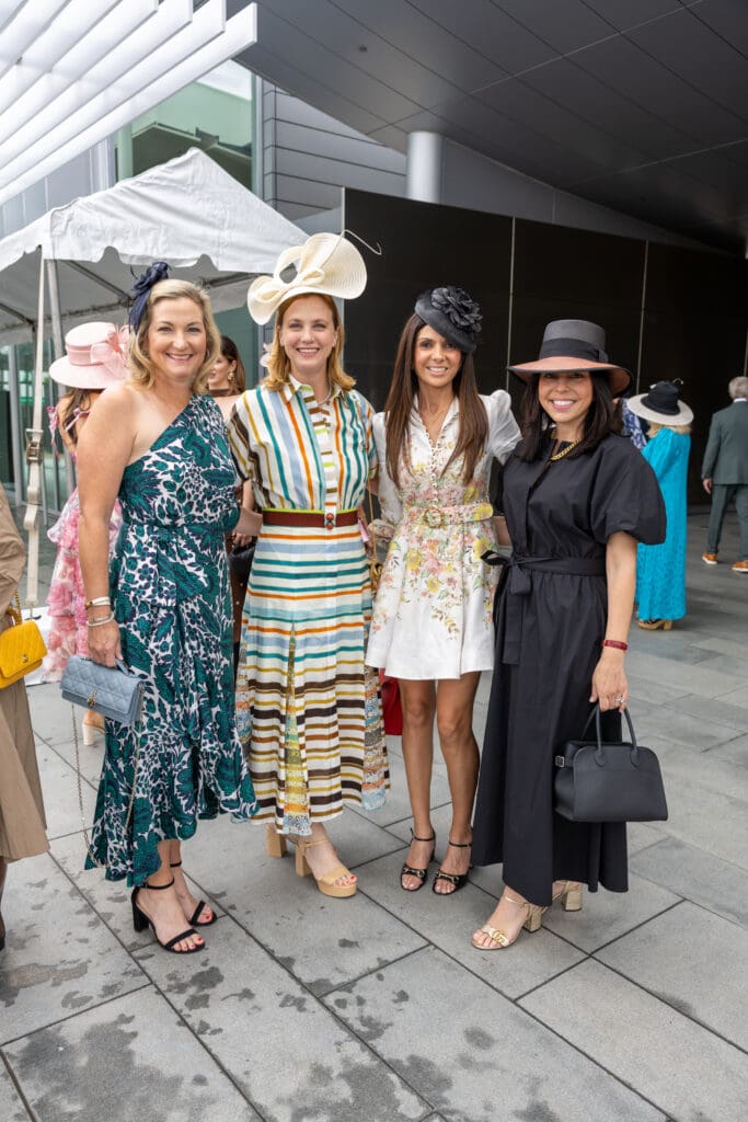 Natalie Synnott, Blair Loocke, Anooshea Taghdisi, Nicole Katz at the 'Hats in the Park' luncheon benefiting Hermann Park Conservancy. (Photo by Jenny Antill)