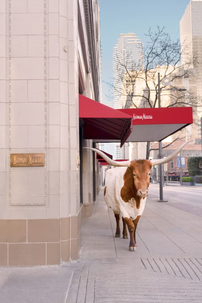 Gray Malin's "The Longhorn Vertical, Neiman Marcus, Downtown Dallas," 2025 (Courtesy Gray Malin and Neiman Marcus © Gray Malin)