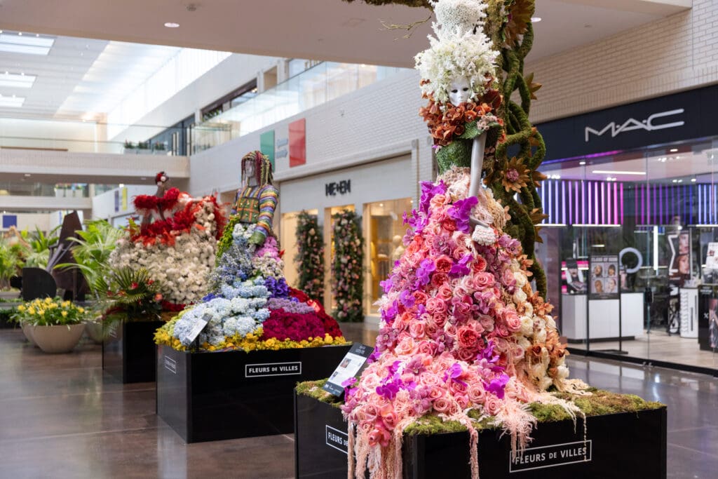 Fleurs de Villes paired 16 distinguished local arts and cultural organizations with the region's most talented floral designers to create a one-of-a-kind floral mannequin inspired by the organization. (Photo by NorthPark Center)