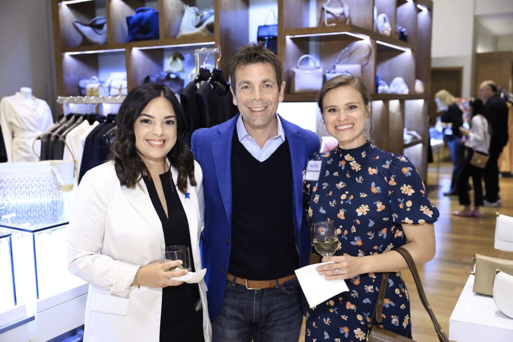 Jessica Ansel, Jason & Courtney Jennaro at the Elizabeth Anthony kick-off for the Make-A-Wish gala (Photo by Quy Tran)