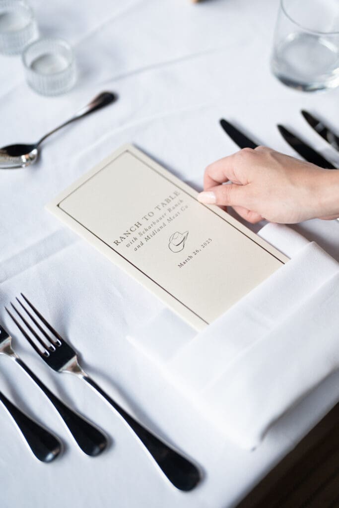 The set menu for the inaugural Ranch to Table Dinner Series featured Middle Meat Company. (Courtesy) (Photo by Clark Cabus Photography)